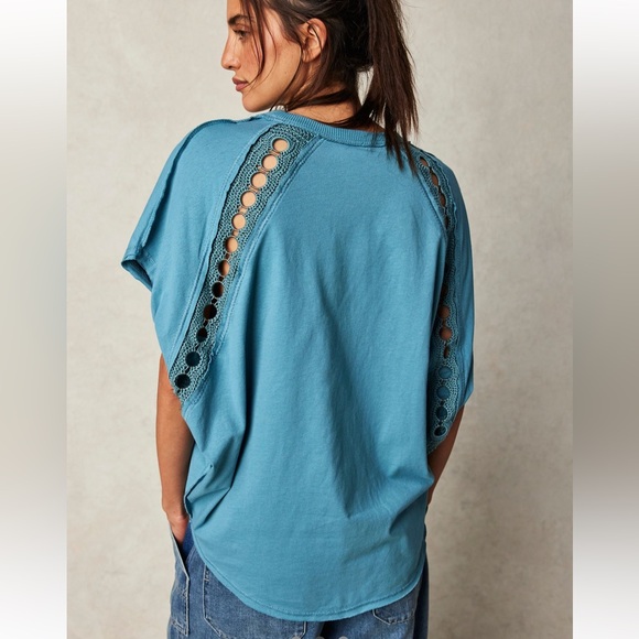 Free People Rough Around The Edges top in Blue Tourmaline - Picture 3 of 6